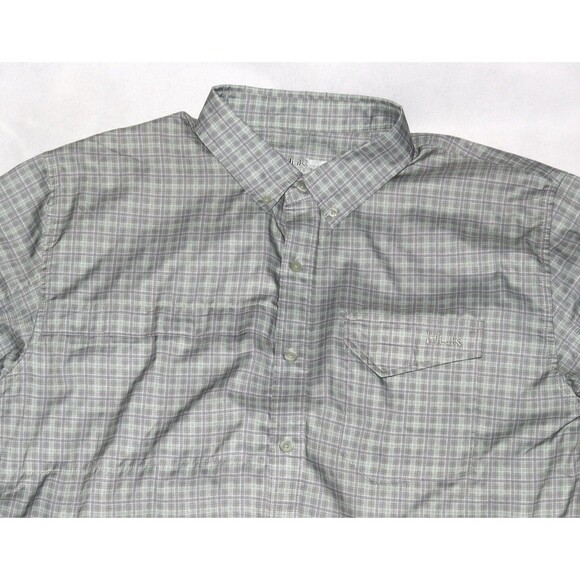 Huk Tide Point Performance Men's Long Sleeve Button Down Gray Shirt‎ Size Large - Picture 4 of 10